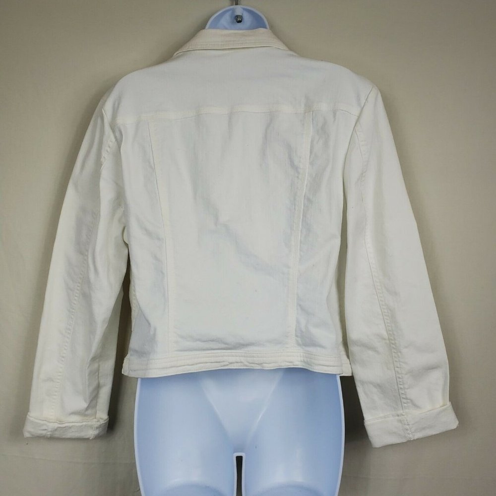 Liz Claiborne Womens Pure White Denim Stretch Long Sleeved Jacket Size XL - Picture 6 of 12